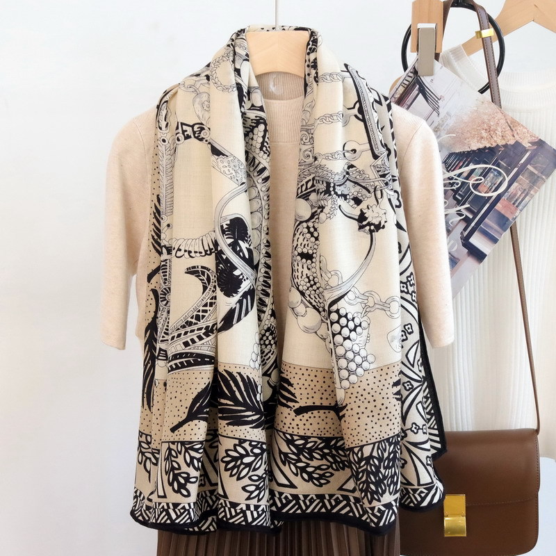 Winter Clothing Hong Kong - 실크 울 스카프 135CM 럭셔리 디자이너