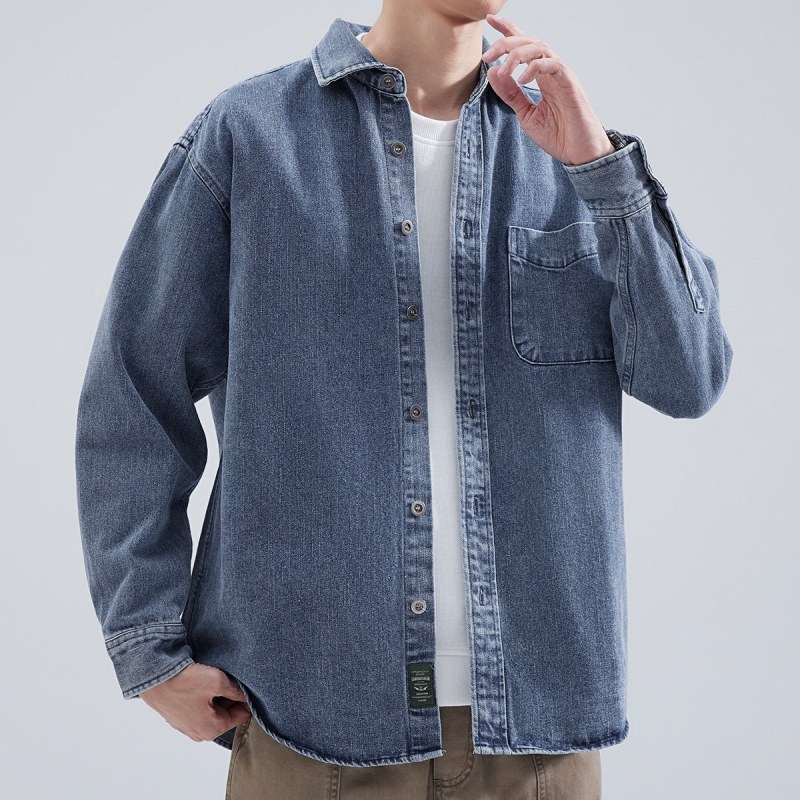 데님 셔츠 남성용 긴팔 2025 봄 가을 일본 레트로  - Winter Clothing Pk 리뷰 및 가격