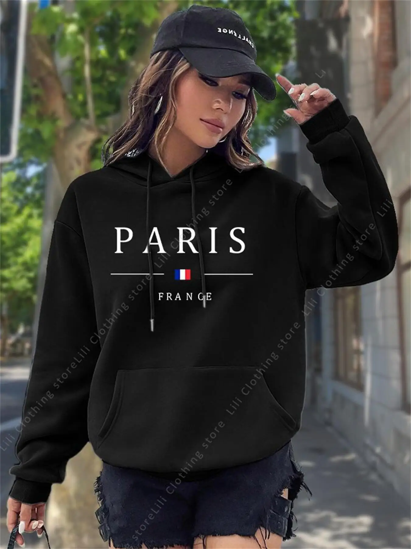 PARIS 그래픽 레터 후드티 여성용 후드 스웨트셔츠  - Winter Clothing Drawing 리뷰 및 가격